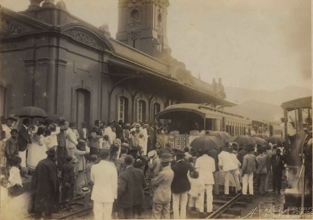 Estação de Mariana em 1922, quando da visita do Presidente da República Epitácio Pessoa. Foto: Acervo Arquivo Público Mineiro.