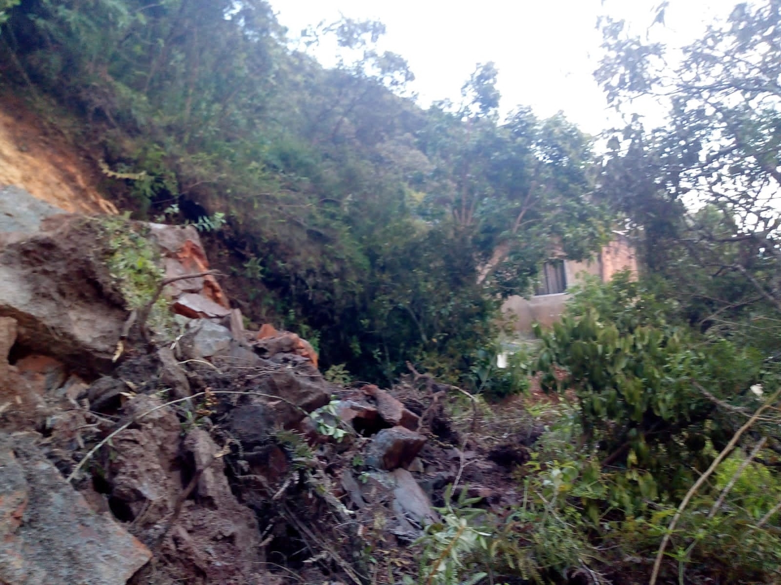 Imagem feita por Cláudia após o deslizamento atrás de sua casa.
