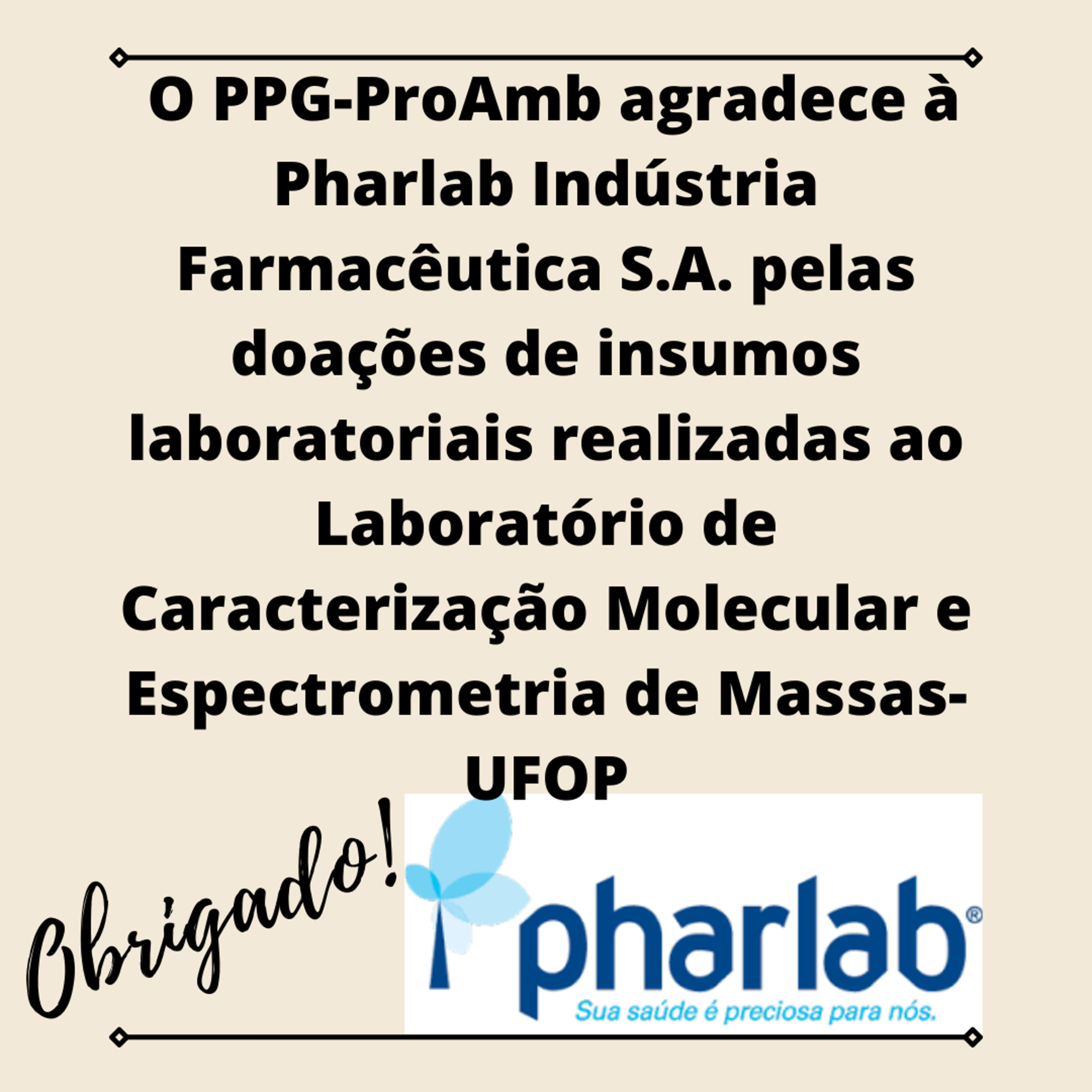 Agradecimento PHARLAB